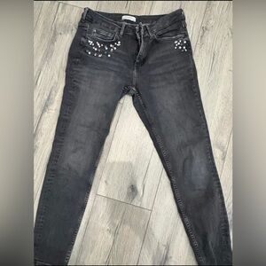 Zara Black Embellished Skinny Jeans